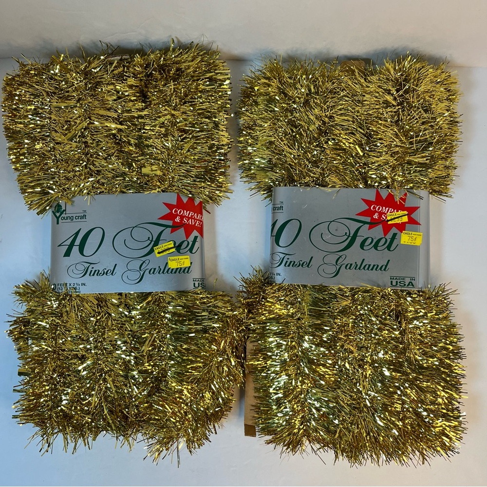 Gold Tinsel Garland‎ - 40 Feet